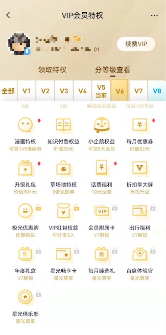 V6会员等级特权